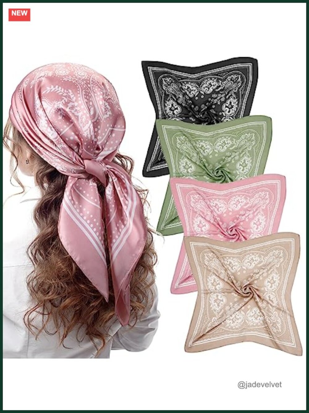 4 Pack Square Satin Head Scarves 27x27 Polyester Hair Scarf Neck Scarf